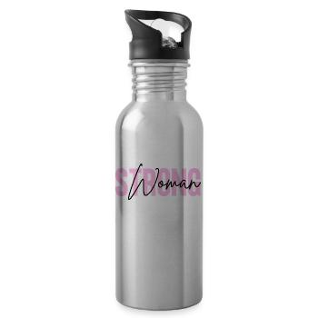 Strong Woman - Water bottle with straw - silver - Right