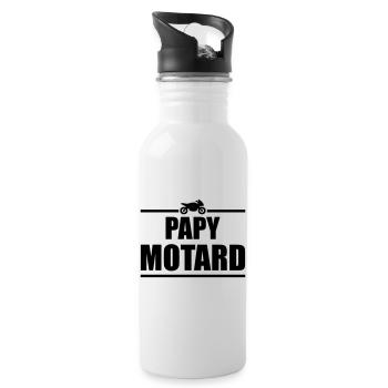 Papy Motard, grand-père, Moto, idée cadeau, pépé - Gourde avec paille intégrée - blanc - Droite