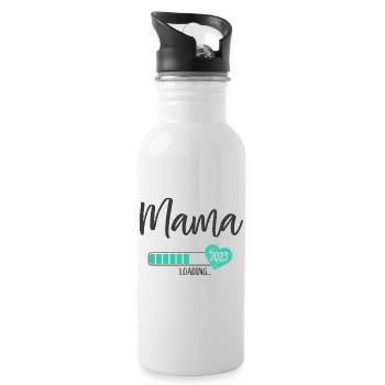 Mama Loading 2023 Herz Junge Werdende Mama - Trinkflasche mit integriertem Trinkhalm - Weiß - Rechts