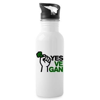 Vegan Vegetarian Vegan Yes, ve gan animal lover - Water bottle with straw - white - Right