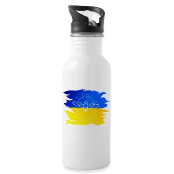 Drapeau de l’Ukraine avec colombe de la paix - Gourde avec paille intégrée - blanc - Droite