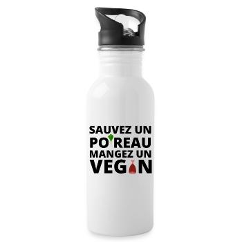 végan humour, végétarien - Gourde avec paille intégrée - blanc - Droite