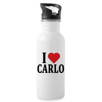 T-shirt J’adore Carlo t-shirt idée cadeau - Gourde avec paille intégrée - blanc - Droite
