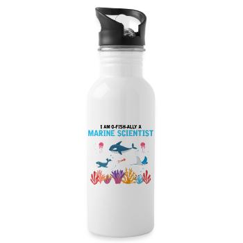 Official Marine Scientist Marine Biologist - Water bottle with straw - white - Right