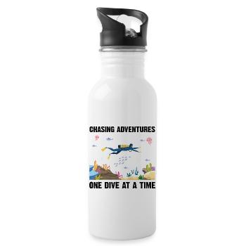 Diving Adventure Divers Sea Ocean - Water bottle with straw - white - Right