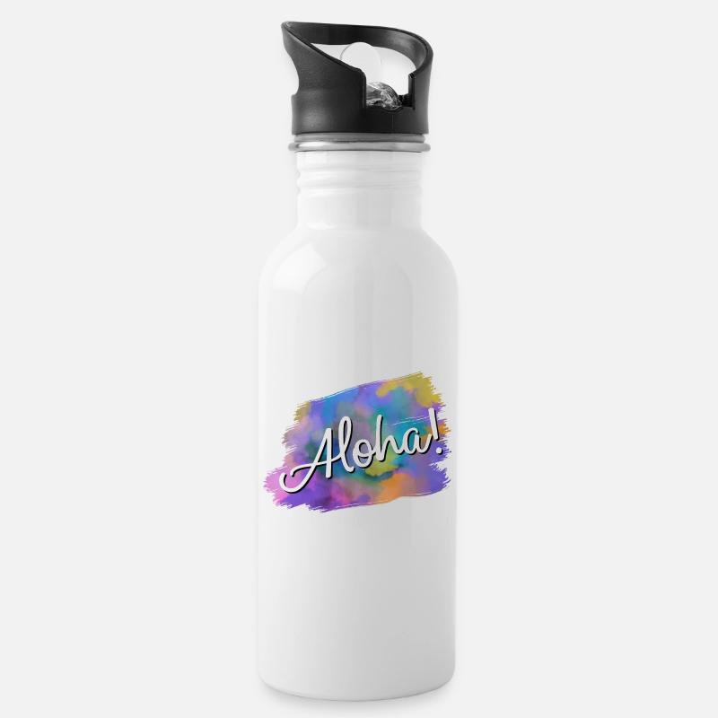 Aloha! - Gourde avec paille intégrée - blanc