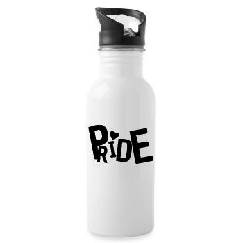 Pride Schriftzug - Trinkflasche mit integriertem Trinkhalm - Weiß - Rechts