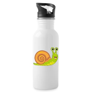Drôle d’escargot souriant - Gourde avec paille intégrée - blanc - Droite