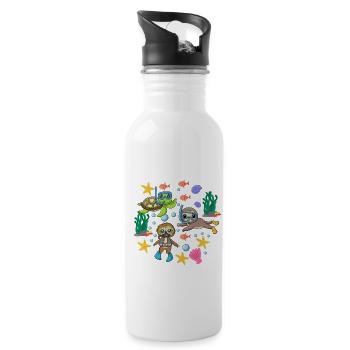 Scuba Diving Sloth Lazy Animal Diving I Gift - Water bottle with straw - white - Right