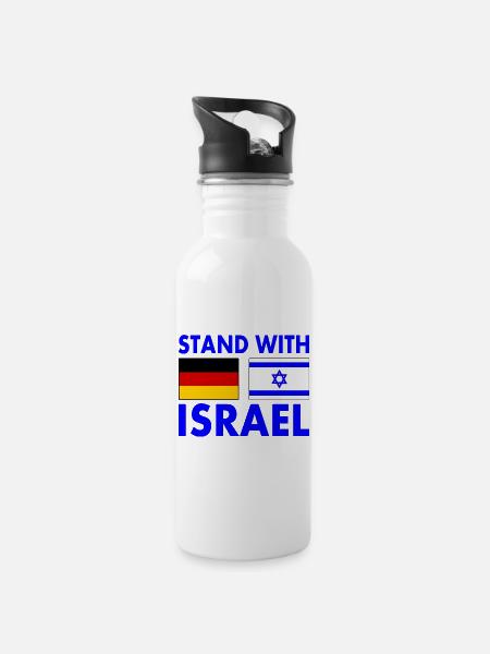 Israel - Trinkflasche mit integriertem Trinkhalm - Weiß