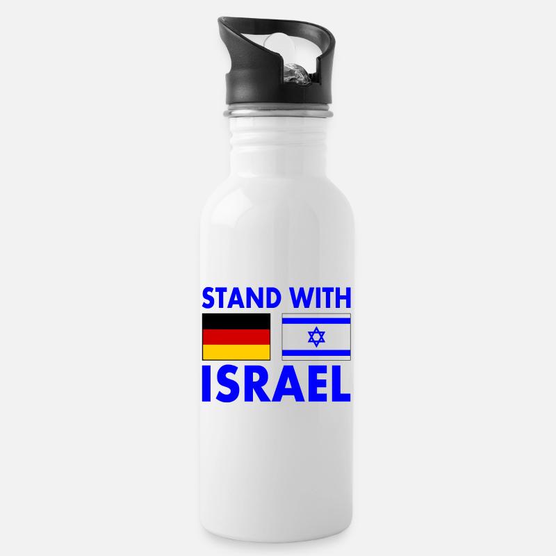 Israel - Trinkflasche mit integriertem Trinkhalm - Weiß
