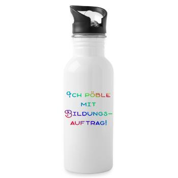 Pöbliger Bildungsauftrag - Trinkflasche mit integriertem Trinkhalm - Weiß - Rechts