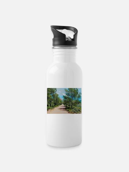 Drawing of Provence - Hiking trail - Water bottle with straw - white