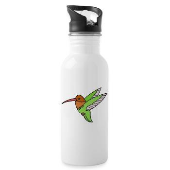 Ein süßer Kolibri - Trinkflasche mit integriertem Trinkhalm - Weiß - Rechts