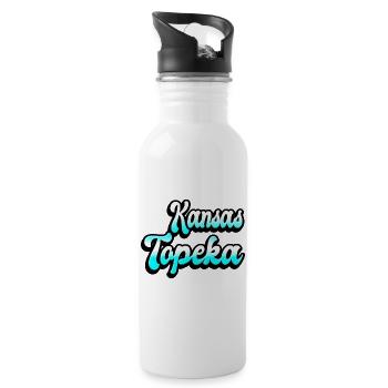 Topeka Kansas Design - Trinkflasche mit integriertem Trinkhalm - Weiß - Rechts