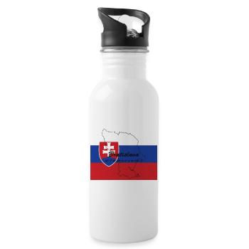 Bratislava - Hauptstadt mit GPS & Flagge - Trinkflasche mit integriertem Trinkhalm - Weiß - Rechts