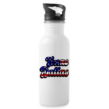 Dallas Texas USA flag design - Water bottle with straw - white - Right