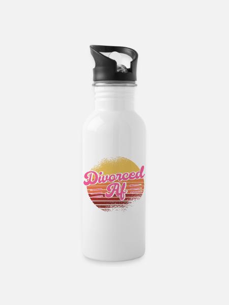 Scheidung Geschieden Geschiedene Geschenk - Trinkflasche mit integriertem Trinkhalm - Weiß