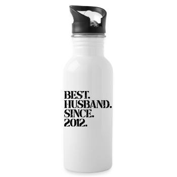 Bester Ehemann seit 2012, Geschenk zum 11-jährigen Jubiläum - Trinkflasche mit integriertem Trinkhalm - Weiß - Rechts