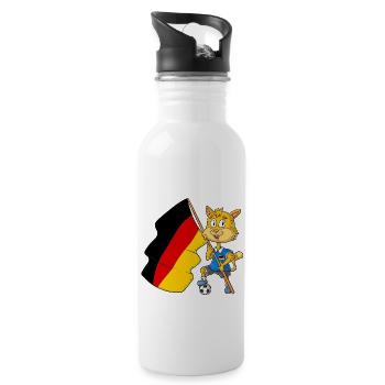 Chat fan allemand - Gourde avec paille intégrée - blanc - Droite