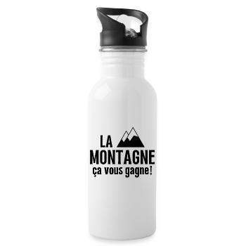 ski, skieur, fan de ski - Gourde avec paille intégrée - blanc - Droite