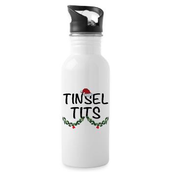 Jingle Balls And Tinsel Tits Funny Matching Christ - Trinkflasche mit integriertem Trinkhalm - Weiß - Rechts