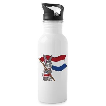 Dutch Rabbit / Dutch Flag - Water bottle with straw - white - Right