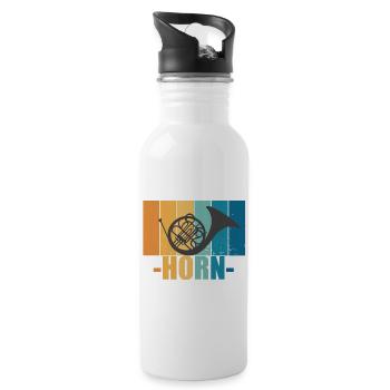 Horn Vintage Musiker Instrument Geschenk - Trinkflasche mit integriertem Trinkhalm - Weiß - Rechts