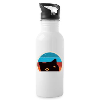 Funny Cat Look - Water bottle with straw - white - Right