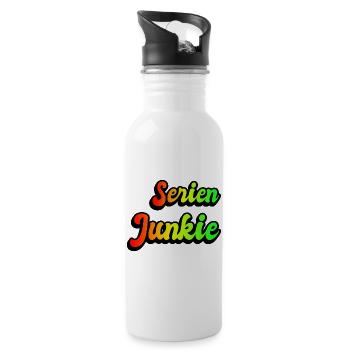 Serien Junkie Regenbogen Design - Trinkflasche mit integriertem Trinkhalm - Weiß - Rechts