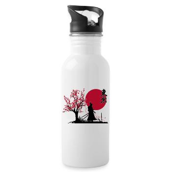 Samurai Shadow Slayer | HDR Graphics Japanese Art - Water bottle with straw - white - Right