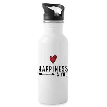 I love you - Water bottle with straw - white - Right
