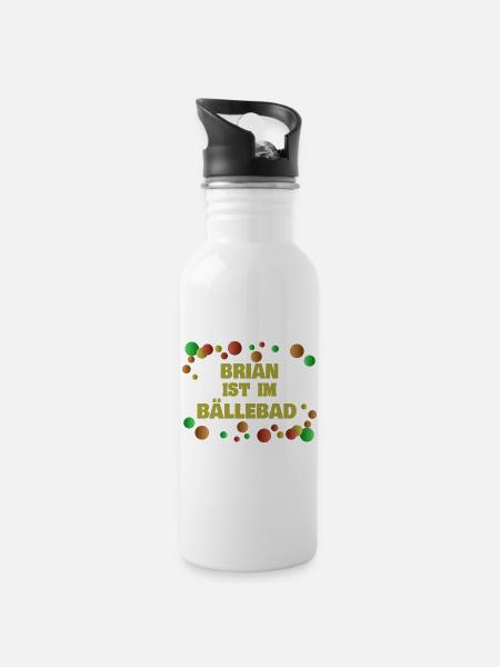 Geschenk für Brian - Trinkflasche mit integriertem Trinkhalm - Weiß