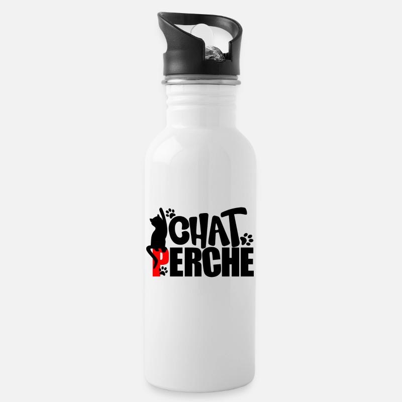 chat perché - Gourde avec paille intégrée - blanc