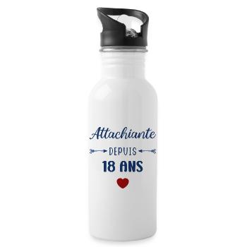 Attachiante depuis 18 ans - Gourde avec paille intégrée - blanc - Droite