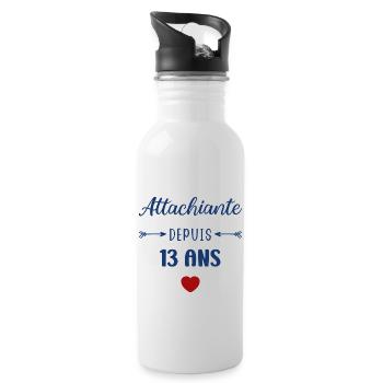 Attachiante depuis 13 ans - Gourde avec paille intégrée - blanc - Droite