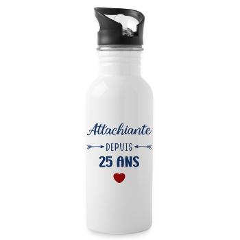 Attachiante depuis 25 ans - Gourde avec paille intégrée - blanc - Droite
