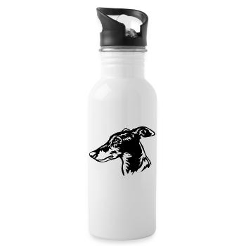 Greyhound Head - Water bottle with straw - white - Right