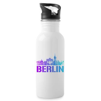 Berlin skyline with Berlin landmark - Water bottle with straw - white - Right