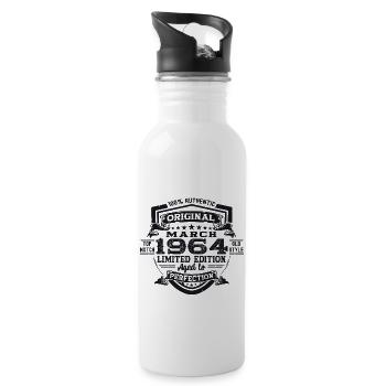 60th birthday Mann Original March Born 1964 - Water bottle with straw - white - Right