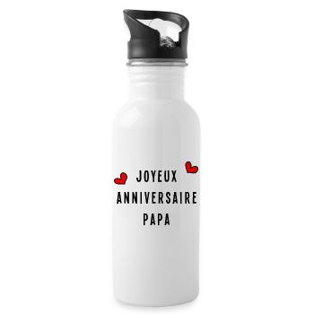ANNIVERSAIRE. HAPPY BIRTHDAY. JOYEUX ANNIVERSAIRE. - Gourde avec paille intégrée - blanc - Droite