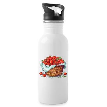 Un panier rempli de tomates, transparent - Gourde avec paille intégrée - blanc - Droite