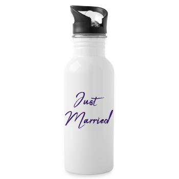 GERADE VERHEIRATET. Junggesellinnenabschied. HEILIGER VALENTIN. PAAR. HERZ - Trinkflasche mit integriertem Trinkhalm - Weiß - Rechts