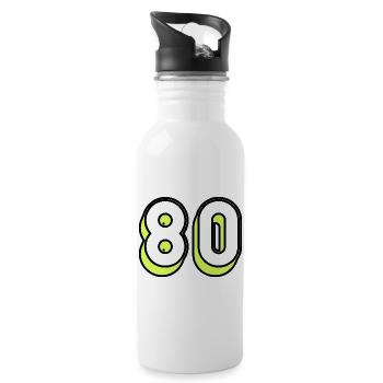 80 JAHRE. 80-JÄHRIGES JUBILÄUM. GEBURTSTAG 80 JAHRE. 80 - Trinkflasche mit integriertem Trinkhalm - Weiß - Rechts