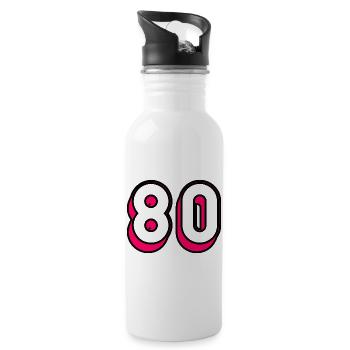 80. 80 ANS. 80e ANNIVERSAIRE. ANNIVERSAIRE 80 ANS - Gourde avec paille intégrée - blanc - Droite