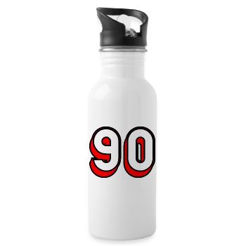 90. 90 ANS. 90e ANNIVERSAIRE. ANNIVERSAIRE 90 ANS. - Gourde avec paille intégrée - blanc - Droite