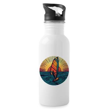 Windsurfer Surfer Sunset - Gourde avec paille intégrée - blanc - Droite