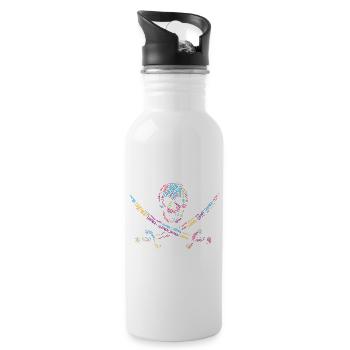 LGBTQIA+ T-Shirt Skull Sword Word Cloud Gay Pride - Water bottle with straw - white - Right