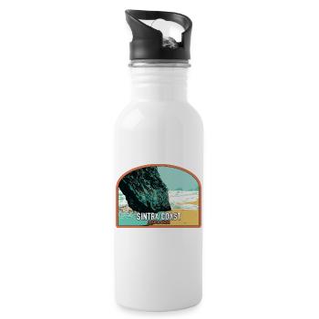 Illustration of Adraga Beach, Sintra Portugal - Water bottle with straw - white - Right