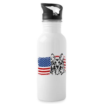 Berger allemand Amérique Flag Chiens Wilsigns - Gourde avec paille intégrée - blanc - Droite